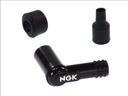 Spark plug pipe LB-E 8302, angle 90°, spark plug thread 14mm, housing material Ebonite, spark plug cap colour black fits HONDA; KAWASAKI; KTM