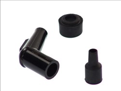 Spark plug pipe YB05F 8082, angle 120°, spark plug thread 14mm, housing material Ebonite, spark plug cap colour black
