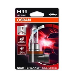 Pirn H11 Night Breaker Unlimited (blister, 1 tk, 12V, sinine/valge, 55W, sokli tüüp: PGJ19-2)_0