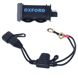 Tvirtinamas prie vairo elektros lizdas OXFORD (spalva juoda, saugiklis; USB)