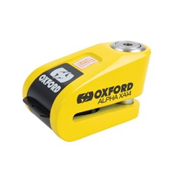 Pidurikettalukk alarmiga XA14 OXFORD värv kollane 67mm x 35mm x 60mm spindel 14mm_0