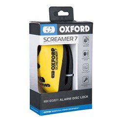 Blokada tarczy hamulcowej z alarmem Screamer7 OXFORD kolor czarny/żółty 78mm x 56mm trzpień 7mm_2