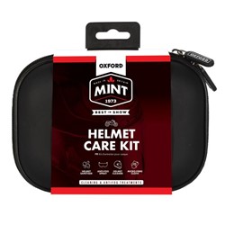 Helmet care kit OXFORD MINT 0,2l for cleaning The set contains ANTI FOG, HELMET SANITISER, HELMET CLEANER and microfibril cloth._0