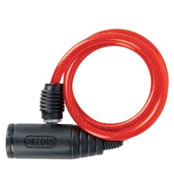 Trose ar slēdzeni OXFORD Bumper Cable lock krāsa sarkans 0,6m x 6mm_1