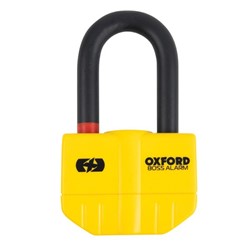 Blokada tarczy hamulcowej Boss OXFORD kolor żółty 168mm x 99mm trzpień 14mm alarm 100dB