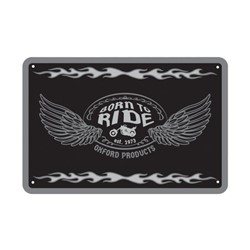 Garage plate OXFORD, size 200; 300mm, sign/digit Born to Ride, material metal
