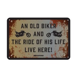 Garage plate OXFORD, size 200; 300mm, sign/digit The Ride of his life, material metal