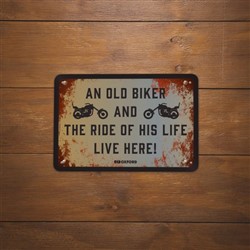 Garage plate OXFORD, size 200; 300mm, sign/digit The Ride of his life, material metal_1