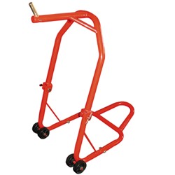 Motorcycle lifting table, colour red, under front wheel_1