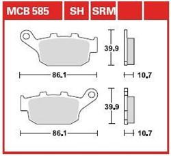 Brake pads MCB585SRM TRW sinter, intended use scooters fits HONDA_0