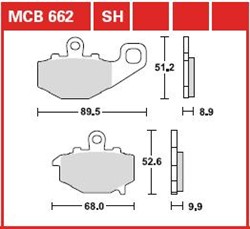 Brake pads MCB662 TRW organic, intended use offroad/route/scooters fits KAWASAKI_1
