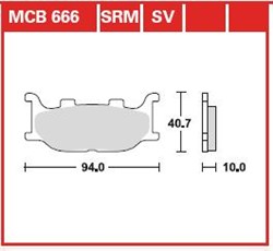 Piduriklotsid MCB666SRM TRW paagutaja, mõeldud kasutamiseks tõukerattad sobib YAMAHA_0