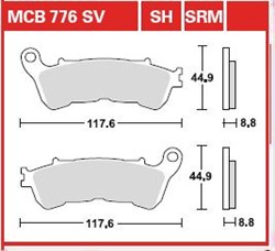 Brake pads MCB776SH TRW sinter, intended use racing/route fits HARLEY DAVIDSON; HONDA; SUZUKI_1