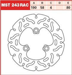 Tarcza hamulcowa MST243RAC przód stała TRW 190/58/4mm/80mm