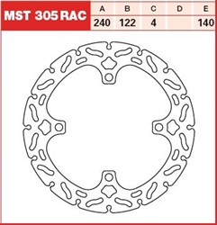 Brake disc MST305RAC rear fixed TRW 240/122/4mm/140mm_0