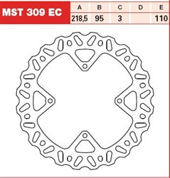 Brake disc MST309EC front fixed TRW 218,5/95/3mm/110mm_1