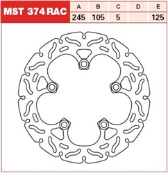 Tarcza hamulcowa MST374RAC tył stała TRW 245/105/5mm/125mm