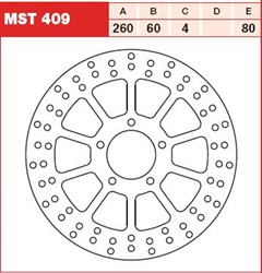 Brake disc MST409 front fixed TRW 260/60/4mm/80mm_1