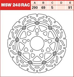 Tarcza hamulcowa MSW248RAC przód pływająca TRW 290/69/5mm/91mm
