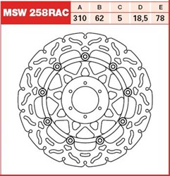 Brake disc MSW258RAC front floating TRW 310/62/5mm/78mm