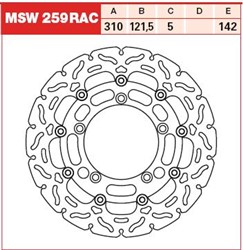 Brake disc MSW259RAC front floating TRW 310/121,5/5mm/142mm_0