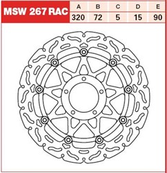 Brake disc MSW267RAC front floating TRW 320/72/5mm/90mm