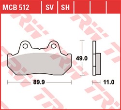 Brake pads MCB512 TRW organic, intended use offroad/route/scooters fits HONDA; KAWASAKI_2