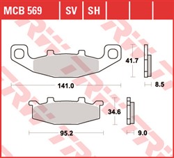 Brake pads MCB569SV TRW sinter, intended use route fits HYOSUNG; KAWASAKI; SUZUKI_1
