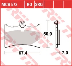 Brake pads MCB572RQ TRW organic, intended use racing fits ALFER; APRILIA; ATK; BENELLI; GILERA; KTM; MOTO GUZZI; MZ/MUZ; SACHS_2