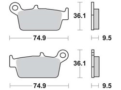 Brake pads MCB575SR TRW sinter, intended use scooters fits CPI; DERBI; GAS GAS; HONDA; HUSQVARNA; KAWASAKI; KYMCO; PEUGEOT; SUZUKI; YAMAHA