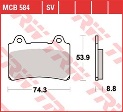 Brake pads MCB584 TRW organic, intended use offroad/route/scooters fits TRIUMPH; YAMAHA_2