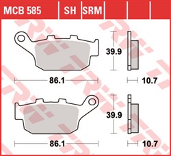 Brake pads MCB585 TRW organic, intended use offroad/route/scooters fits BUELL; HONDA; PEUGEOT; SUZUKI; TRIUMPH; YAMAHA_1