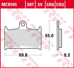 Brake pads MCB595 TRW organic, intended use offroad/route/scooters fits SUZUKI; TRIUMPH; YAMAHA_2