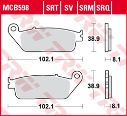 Brake pads MCB598SRT TRW sinter, intended use route fits BMW; HONDA; KAWASAKI; KYMCO; SUZUKI; TRIUMPH_1
