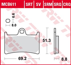 Brake pads MCB611 TRW organic, intended use offroad/route/scooters fits YAMAHA_2