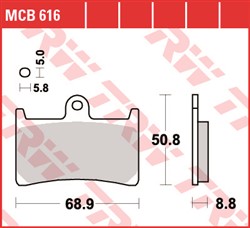 Brake pads MCB616 TRW organic, intended use offroad/route/scooters fits YAMAHA_1