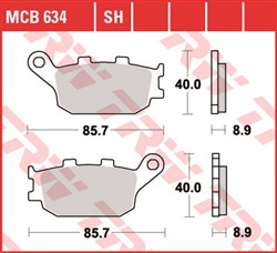Brake pads MCB634SH TRW sinter, intended use racing/route fits HONDA; KAWASAKI; SUZUKI; TRIUMPH; YAMAHA_1