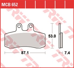 Brake pads MCB652 TRW organic, intended use offroad/route/scooters fits APRILIA; MZ/MUZ_2