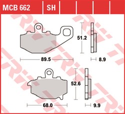 Brake pads MCB662SH TRW sinter, intended use racing/route fits KAWASAKI_1