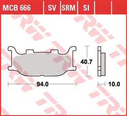 Brake pads MCB666 TRW organic, intended use offroad/route/scooters fits ITALJET; KTM; LINHAI; YAMAHA_1