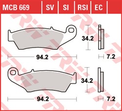 Brake pads MCB669SI TRW sinter, intended use offroad fits APRILIA; BETA; CANNONDALE; CPI; GAS GAS; HONDA; KAWASAKI; SUZUKI; YAMAHA_2