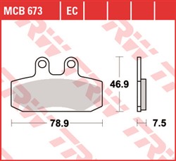 Brake pads MCB673 TRW organic, intended use offroad/route/scooters fits HONDA; SIMSON_2