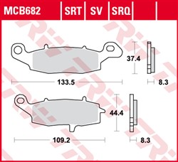 Brake pads MCB682 TRW organic, intended use offroad/route/scooters fits KAWASAKI; SUZUKI_2
