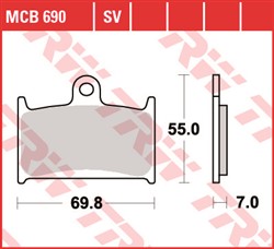 Brake pads MCB690SV TRW sinter, intended use route fits SUZUKI_2