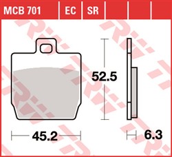 Brake pads MCB701 TRW organic, intended use offroad/route/scooters fits APRILIA; HONDA; MBK; YAMAHA_1