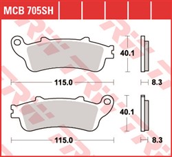Brake pads MCB705SH TRW sinter, intended use racing/route fits HONDA; KYMCO; LAVERDA_1