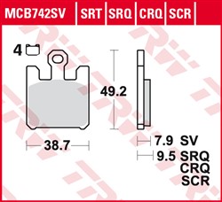 Brake pads MCB742CRQ TRW carbon, intended use racing fits KAWASAKI; SUZUKI_1