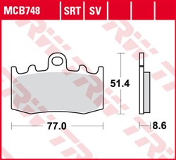 Brake pads MCB748SV TRW sinter, intended use route fits BMW_1