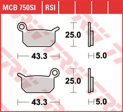 Brake pads MCB750RSI TRW sinter, intended use off-road racing fits HUSQVARNA; KTM_1