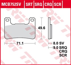 Brake pads MCB752SCR TRW sinter, intended use racing fits HARLEY DAVIDSON; HYOSUNG; KAWASAKI; SUZUKI_1